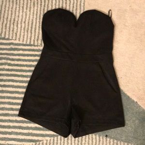 Black strapless romper